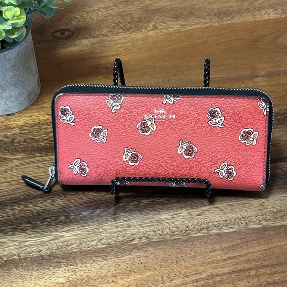 Coach Handbags - Coach watermelon red sienna rose slim wallet
